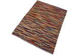 Flat Weave Kilim Antique Navaho Vintage handmade Modern Kilim Red Blue Hand-Woven Rectangle 100% Wool Area Rug 5x7